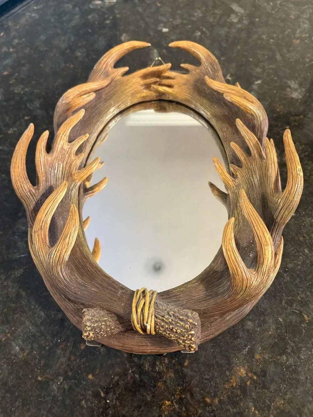 Vintage Westland Giftware Faux Antler Oval Wall Mirror Rustic Lodge Cabin Decor